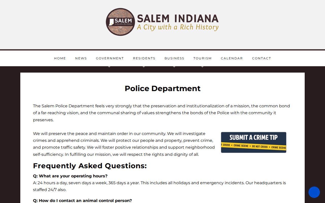 Salem Police Department source for Salem arrest records